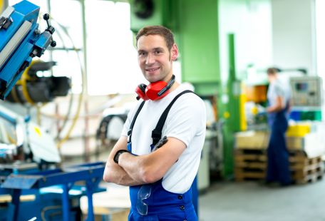 Factory worker stock image